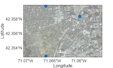 The same image and scatter chart. The limits of the geographic axes are reduced to the bounds of the scatter chart.