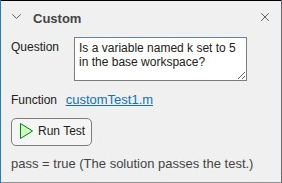 Solution passes custom test in Assessment pane