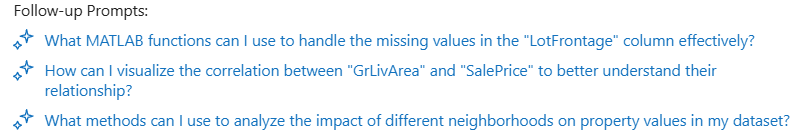 Three follow-up prompts that are displayed as clickable links in the Copilot Chat panel