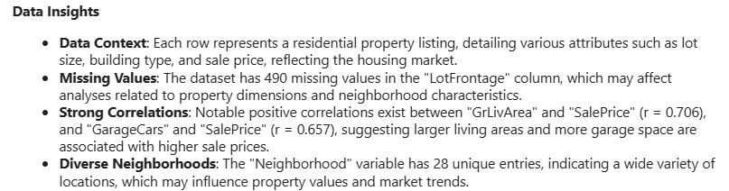 MATLAB Copilot insights highlighting variable context, missing values, correlations, and unique values in the housing table