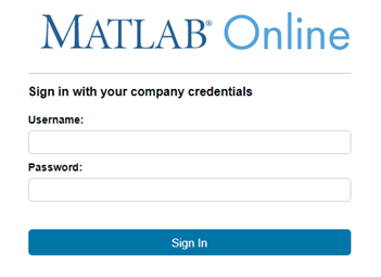 Default login screen with MATLAB Online Server name and logo and no customization