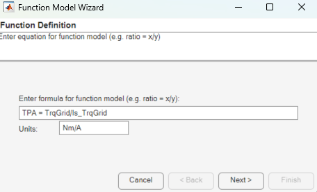 Function model wizard dialog