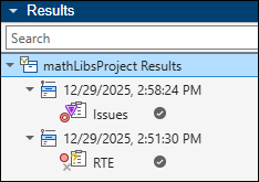 After completion of static analysis, results appear as a new node on the Results pane.