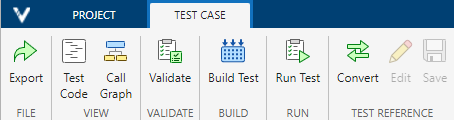 Test Case tab of the Polyspace Platform toolstrip