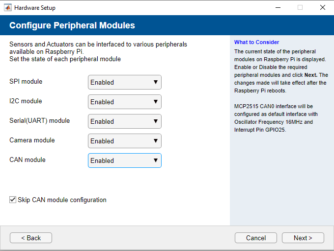 Hardware Setup Configure Peripheral Modules