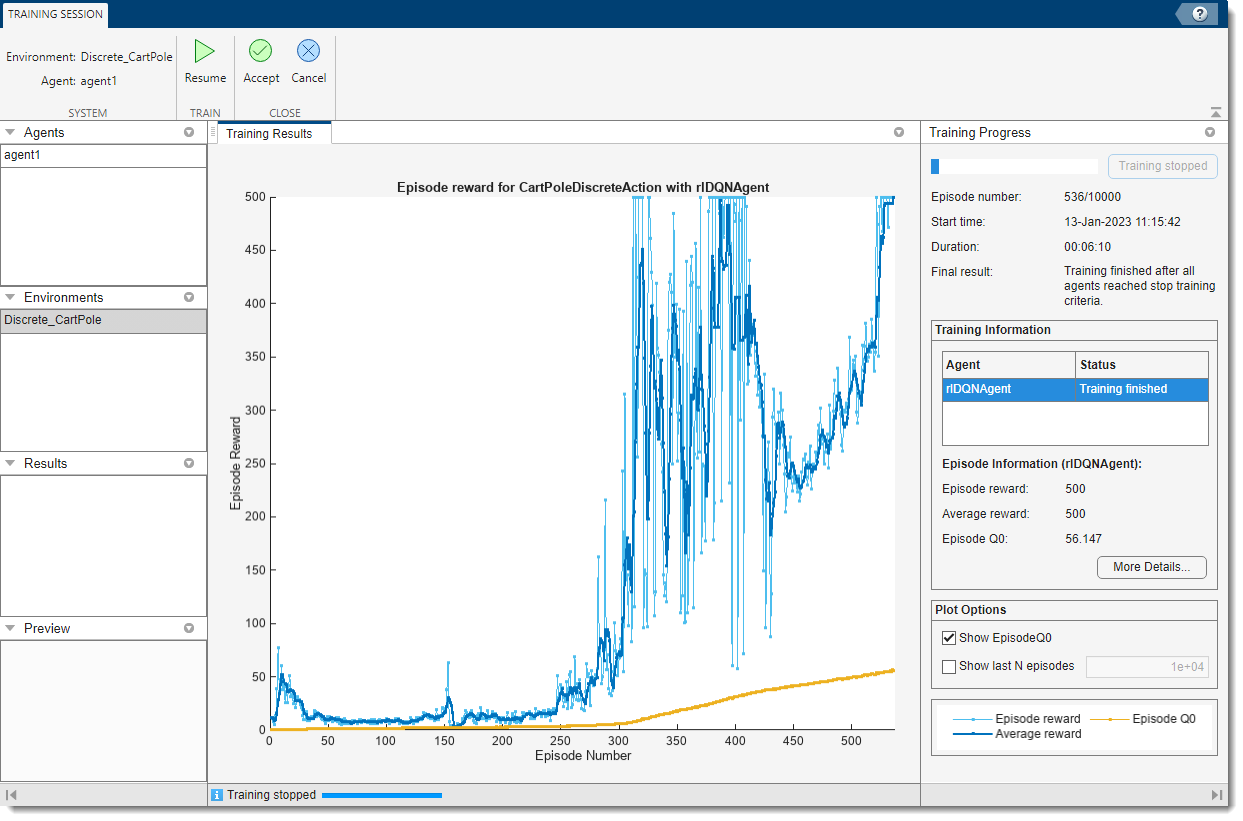 Reinforcement Learning Designer after agent training