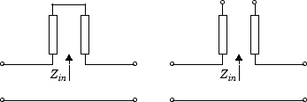 2-port network consists of a series transmission line terminated with either a short circuit or an open circuit