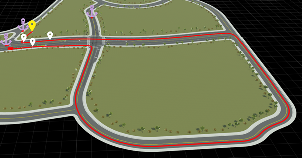 Path with winding road segment