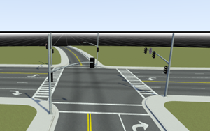 Traffic light intersection in perspective mode