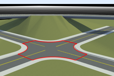 Intersection with junction corners expanded
