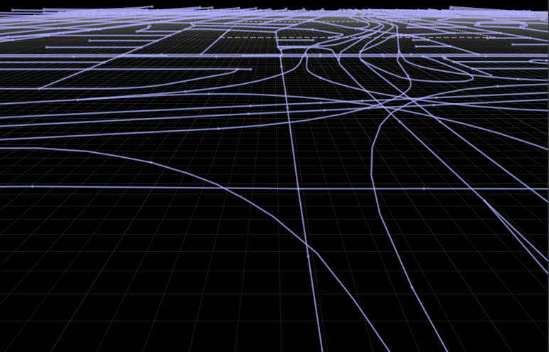 SD Map of roads imported from OpenStreetMap file