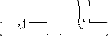 Stubs are arranged in series to terminate a transmission line.