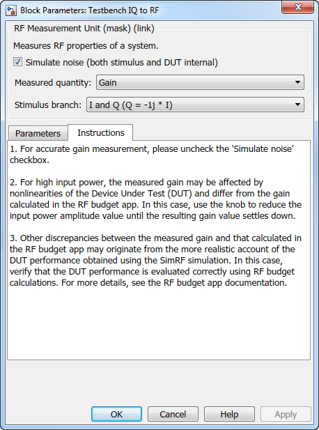 RF Measurement Unit Instruction tab.