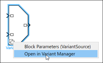 Variant badge on a Variant Source block