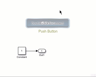 An unconnected Push Button block connects to a Constant block.