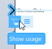 Show usage button in an action bar next to the selected input port on the boundary of the ValueTypesTirePressureController model