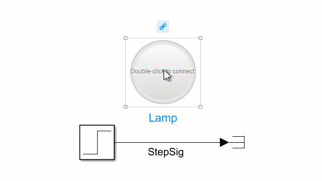 An unconnected Lamp block connects to the signal that a Ramp block sends to a Terminator block.