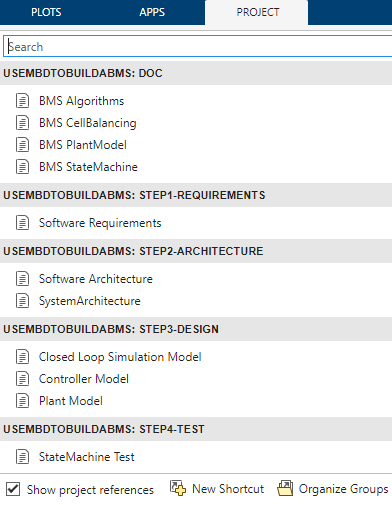 MBD BMS project shortcuts