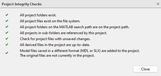 Integrity check on project.
