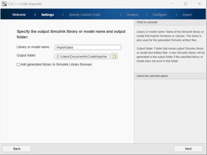 Specify library or model name and the folder that stores the library or model.