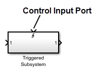 Triggered Subsystem block with a callout labeling the control input port