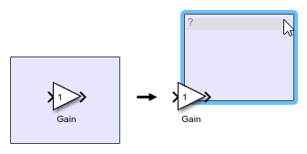 On the left, an area containing a Gain block, and on the right, the area moved relative to the Gain block