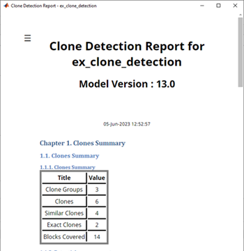 Clone detection report