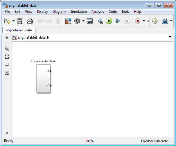 Experimental Data subsystem in Simulink with outputs U and Y