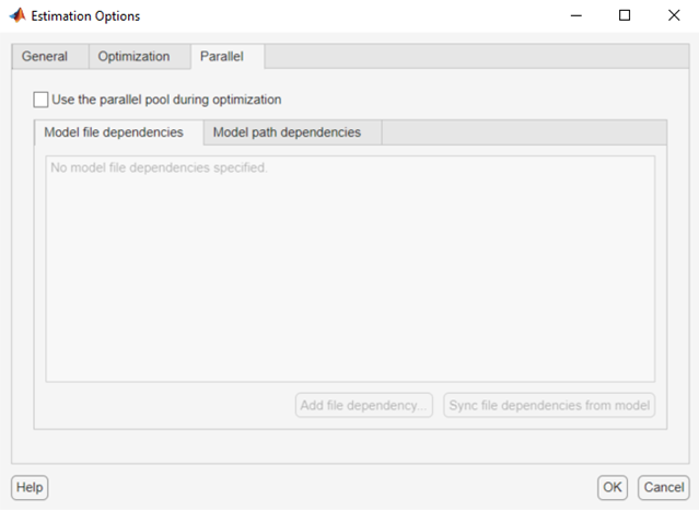 Parallel tab in the Estimation Options dialog box