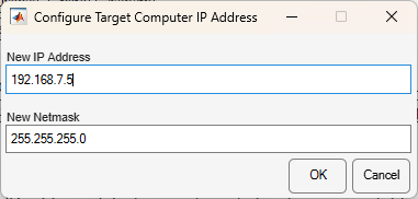 Configure target computer IP address dialog box