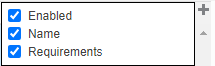 Assessment column dispaly options. The Enabled, Name and Requirements options are selected.