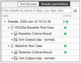 Test case results hierarchy