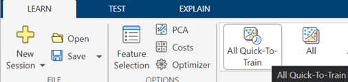 All Quick-To-Train option in the Models gallery on the Learn tab