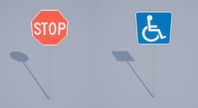 Stop sign and disability sign