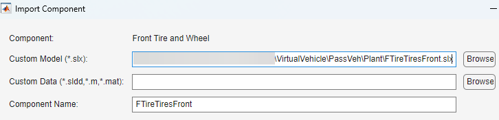 Import Component dialog box