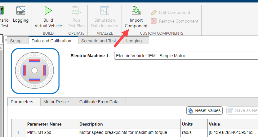 Import Component icon on Composer tab