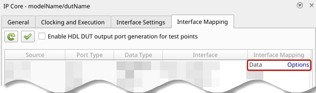 IP Core Interface Mapping table for channel emulation