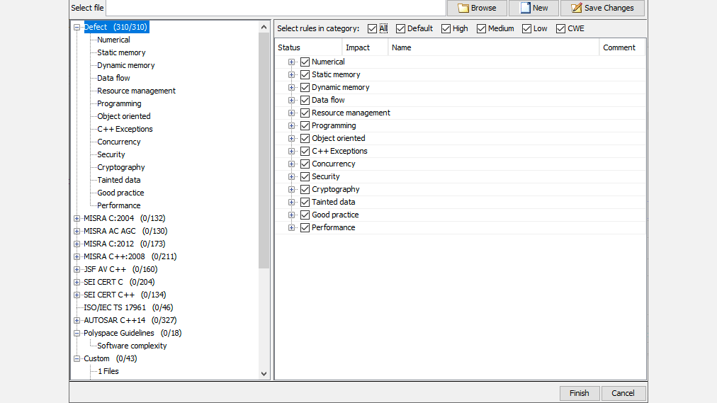 The Polyspace Access interface for configuring checkers.