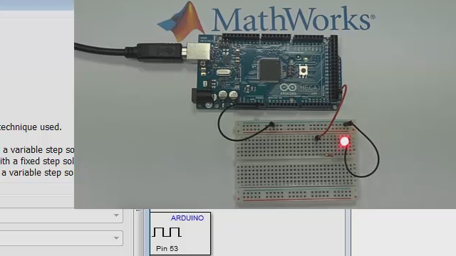 Cette vidéo montre comment construire un modèle Simulink et l’exécuter sur une carte Arduino.
