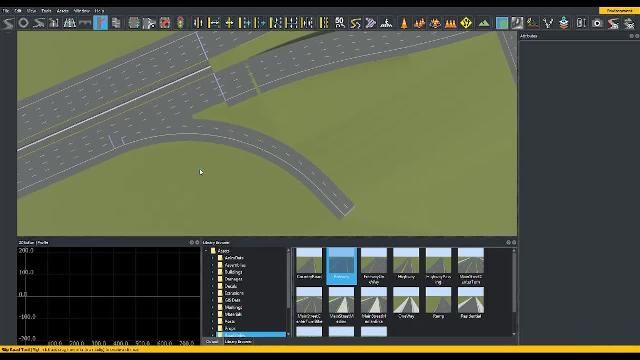 Learn how to create and edit road merges and splits in RoadRunner interactive editing software.